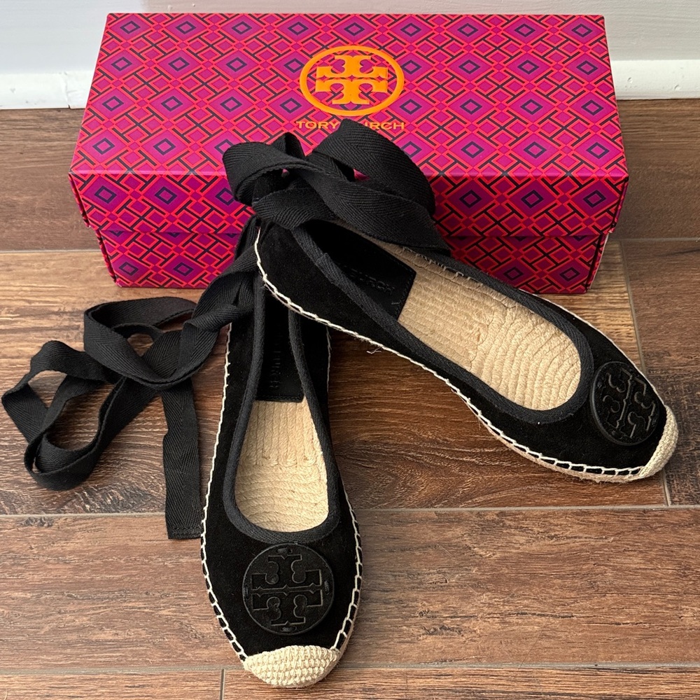 Tory Burch Black Espadrille Minnie Ballet Flats US 6.5 EU 37